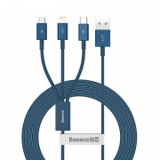 Кабель USB BASEUS Superior Series Fast Charging, USB - MicroUSB+Type-C+Lightning, 3.5A, 1.5 м, синий