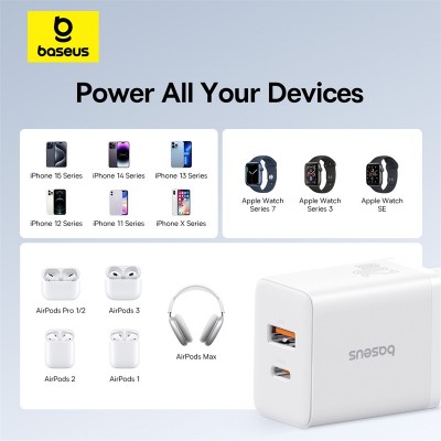 Зарядное устройство BASEUS Cube Fast Charger USB+Type-C, 20W, белый Зарядное устройство BASEUS Cube Fast Charger USB+Type-C, 20W, белый