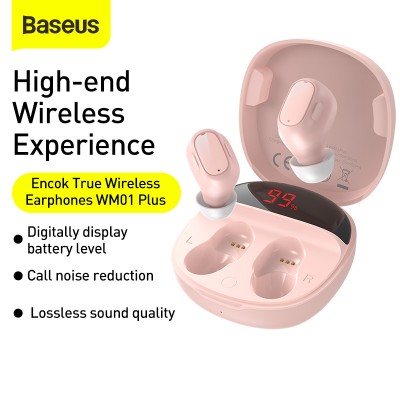 Беспроводные наушники BASEUS Encok WM01 Plus, Bluetooth, 40 мАч, розовый Беспроводные наушники BASEUS Encok WM01 Plus, Bluetooth, 40 мАч, розовый