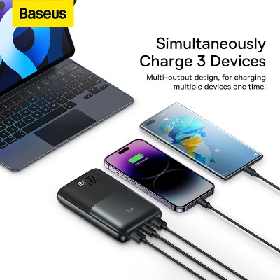 Портативный аккумулятор BASEUS Bipow Pro Digital Display Fast Charge 22.5W, 3A, 20000 мА⋅ч, черный Портативный аккумулятор BASEUS Bipow Pro Digital Display Fast Charge 22.5W, 3A, 20000 мА⋅ч, черный