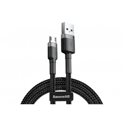 Кабель USB BASEUS Cafule, USB - MicroUSB, 2.4А, 1 м, серый+черный Кабель USB BASEUS Cafule, USB - MicroUSB, 2.4А, 1 м, серый+черный