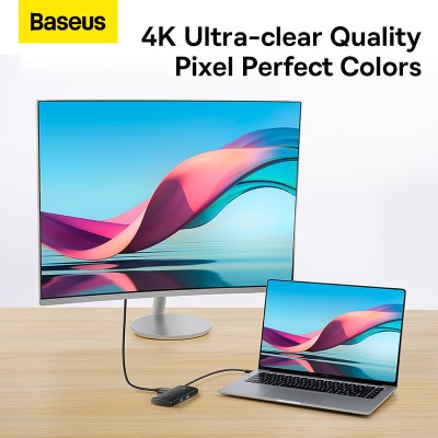 Переходник/Адаптер BASEUS Lite Series 6-Port, Разветвитель, Type-C - 2*USB3.0+HDMI+PD+SD/TF, черный Переходник/Адаптер BASEUS Lite Series 6-Port, Разветвитель, Type-C - 2*USB3.0+HDMI+PD+SD/TF, черный