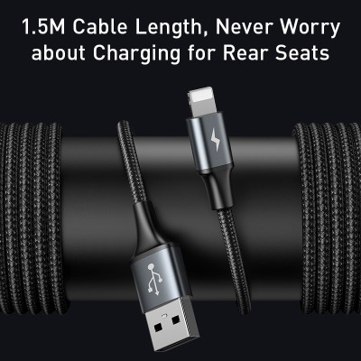 Кабель USB BASEUS Special Data Cable for Backseat (USB to iP+Dual USB), 3A, черный Кабель USB BASEUS Special Data Cable for Backseat (USB to iP+Dual USB), 3A, черный