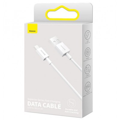 Кабель USB BASEUS Superior Series Fast Charging, USB - MicroUSB, 2А, 1 м, белый Кабель USB BASEUS Superior Series Fast Charging, USB - MicroUSB, 2А, 1 м, белый
