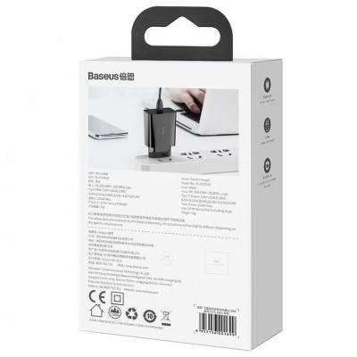 Зарядное устройство BASEUS Speed Mini USB-C, 3A, черный, 20W Зарядное устройство BASEUS Speed Mini USB-C, 3A, черный, 20W