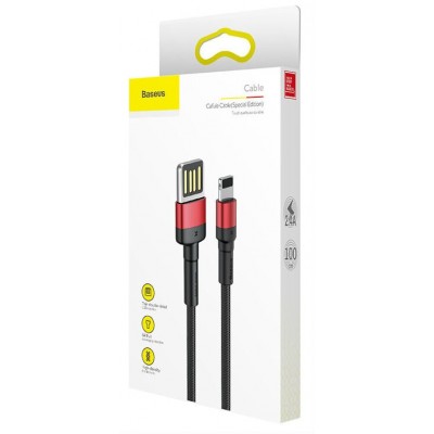Кабель USB BASEUS Cafule, USB - Lightning, 2.4А, 1 м, красный+черный, special edition Кабель USB BASEUS Cafule, USB - Lightning, 2.4А, 1 м, красный+черный, special edition