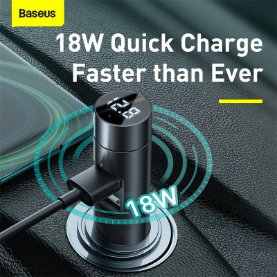 FM - Трансмиттер BASEUS Energy Column Car Wireless MP3, 2*USB, 3A, 18W, темно-серый, с дисплеем FM - Трансмиттер BASEUS Energy Column Car Wireless MP3, 2*USB, 3A, 18W, темно-серый, с дисплеем