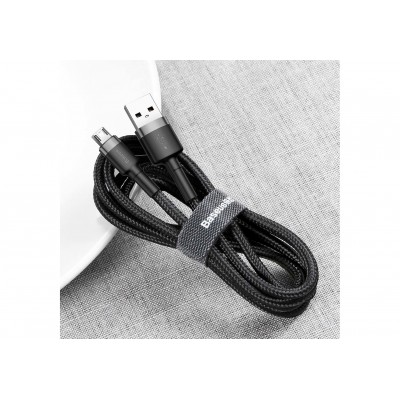 Кабель USB BASEUS Cafule, USB - MicroUSB, 2.4А, 1 м, серый+черный Кабель USB BASEUS Cafule, USB - MicroUSB, 2.4А, 1 м, серый+черный