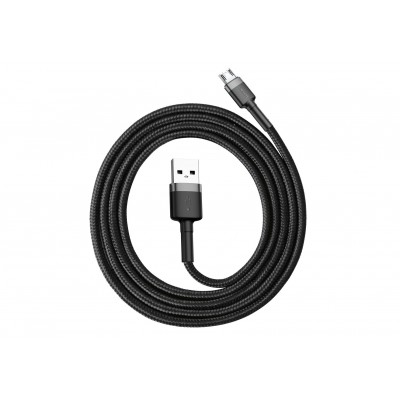 Кабель USB BASEUS Cafule, USB - MicroUSB, 2.4А, 1 м, серый+черный Кабель USB BASEUS Cafule, USB - MicroUSB, 2.4А, 1 м, серый+черный