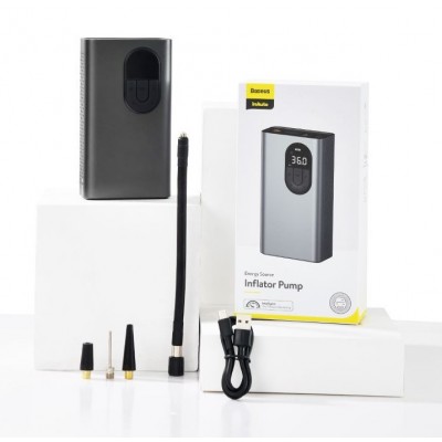 Автомобильный компрессор BASEUS Energy Source Inflator Pump, портативный 54Вт, 2.4A, 2400 мАч, тусклый, фонарик, дисплей Автомобильный компрессор BASEUS Energy Source Inflator Pump, портативный 54Вт, 2.4A, 2400 мАч, тусклый, фонарик, дисплей