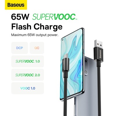 Кабель USB BASEUS Superior Series (SUPERVOOC) Fast Charging, USB - Type-C, 65W, 2 м, черный Кабель USB BASEUS Superior Series (SUPERVOOC) Fast Charging, USB - Type-C, 65W, 2 м, черный