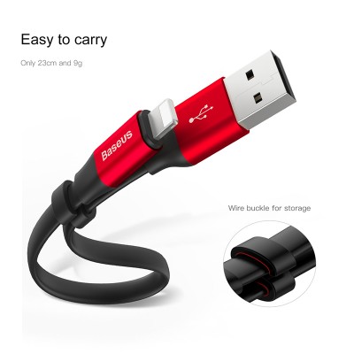 Кабель USB BASEUS Nimble Portable, USB - Lightning, 2А, 23 см, черный+красный Кабель USB BASEUS Nimble Portable, USB - Lightning, 2А, 23 см, черный+красный