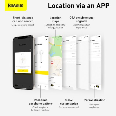 Беспроводные наушники BASEUS W04, Bluetooth, 37 мАч, черный Беспроводные наушники BASEUS W04, Bluetooth, 37 мАч, черный