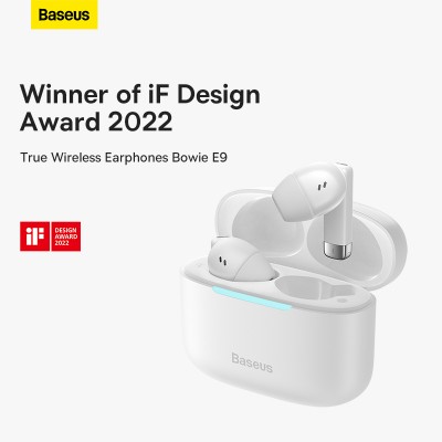 Беспроводные наушники BASEUS Bowie E9, Bluetooth, 40 мАч, белый Беспроводные наушники BASEUS Bowie E9, Bluetooth, 40 мАч, белый