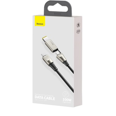 Кабель USB-C BASEUS Flash Series One-for-two, Type-C - Type-C+ DC square head, 5A, 2 м, черный Кабель USB-C BASEUS Flash Series One-for-two, Type-C - Type-C+ DC square head, 5A, 2 м, черный
