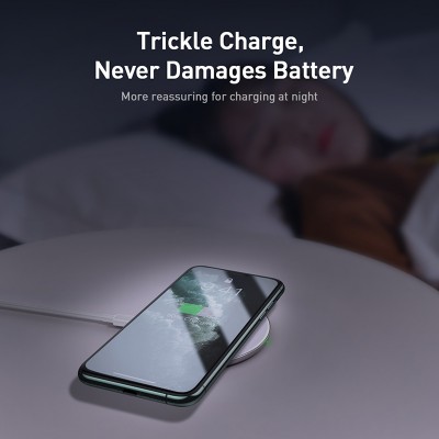 Беспроводное зарядное устройство BASEUS Simple, 2A, 15W, белый, для Type-C Беспроводное зарядное устройство BASEUS Simple, 2A, 15W, белый, для Type-C