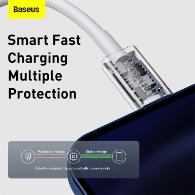 Кабель USB-C BASEUS Superior Series Fast Charging, Type-C - Lightning, 20W, 1.5 м, белый Кабель USB-C BASEUS Superior Series Fast Charging, Type-C - Lightning, 20W, 1.5 м, белый