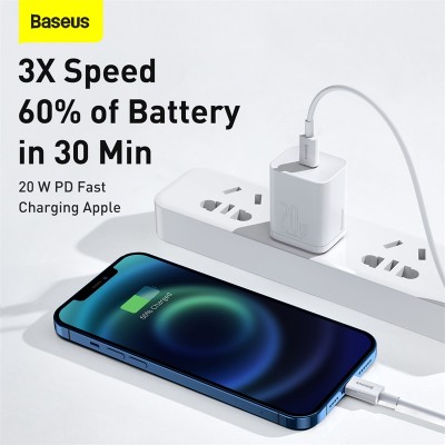 Кабель USB-C BASEUS Superior Series Fast Charging, Type-C - Lightning, 20W, 1.5 м, белый Кабель USB-C BASEUS Superior Series Fast Charging, Type-C - Lightning, 20W, 1.5 м, белый