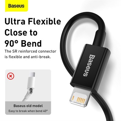 Кабель USB BASEUS Superior Series Fast Charging, USB - Lightning, 2.4А, 1 м, черный Кабель USB BASEUS Superior Series Fast Charging, USB - Lightning, 2.4А, 1 м, черный