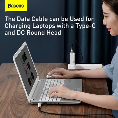 Кабель USB-C BASEUS Flash Series One-for-two, Type-C - Type-C+ DC square head, 5A, 2 м, черный Кабель USB-C BASEUS Flash Series One-for-two, Type-C - Type-C+ DC square head, 5A, 2 м, черный