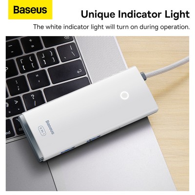 Переходник/Адаптер BASEUS Lite Series 6-Port, Разветвитель, Type-C - 2*USB3.0+HDMI+Type-C Data+SD/TF, белый Переходник/Адаптер BASEUS Lite Series 6-Port, Разветвитель, Type-C - 2*USB3.0+HDMI+Type-C Data+SD/TF, белый