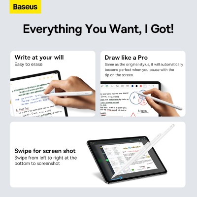 Стилус BASEUS Smooth Writing Active, белый, с индикатором Стилус BASEUS Smooth Writing Active, белый, с индикатором