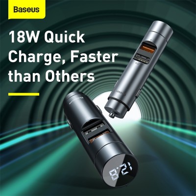 FM - Трансмиттер BASEUS Energy Column Car Wireless MP3, 2*USB, 3A, 18W, темно-серый, с дисплеем FM - Трансмиттер BASEUS Energy Column Car Wireless MP3, 2*USB, 3A, 18W, темно-серый, с дисплеем