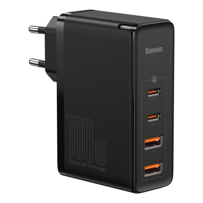 Зарядное устройство BASEUS GaN2 Pro Quick Charger 2*USB+2*USB-C, 5A, 100W, черный Зарядное устройство BASEUS GaN2 Pro Quick Charger 2*USB+2*USB-C, 5A, 100W, черный