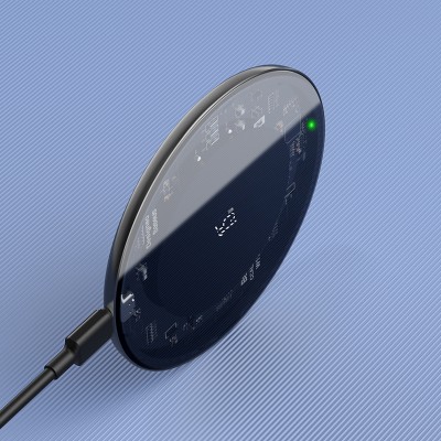 Беспроводное зарядное устройство BASEUS Simple, 2A, 15W, прозрачный, для Type-C Беспроводное зарядное устройство BASEUS Simple, 2A, 15W, прозрачный, для Type-C