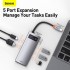Переходник/Адаптер BASEUS Metal Gleam Series 5-in-1, Разветвитель, Type-C - USB3.0 + USB2.0 + HDMI + PD + 4K HD, серый Переходник/Адаптер BASEUS Metal Gleam Series 5-in-1, Разветвитель, Type-C - USB3.0 + USB2.0 + HDMI + PD + 4K HD, серый