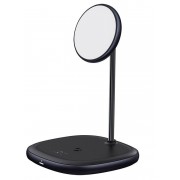 Беспроводное зарядное устройство BASEUS Swan 2-in-1 Wireless Magnetic Charging Bracket + Кабель USB-Type-C, 2A, 10W, чер