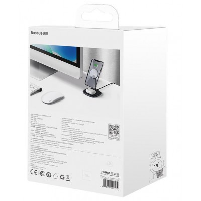 Беспроводное зарядное устройство BASEUS Swan 2-in-1 Wireless Magnetic Charging Bracket + Кабель USB-Type-C, 2A, 10W, чер Беспроводное зарядное устройство BASEUS Swan 2-in-1 Wireless Magnetic Charging Bracket + Кабель USB-Type-C, 2A, 10W, чер