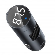 FM - Трансмиттер BASEUS Energy Column, 2*USB, 3.1A, серый, с дисплеем