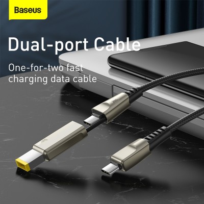 Кабель USB-C BASEUS Flash Series One-for-two, Type-C - Type-C+ DC square head, 5A, 2 м, черный Кабель USB-C BASEUS Flash Series One-for-two, Type-C - Type-C+ DC square head, 5A, 2 м, черный