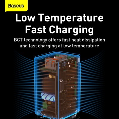 Зарядное устройство BASEUS GaN3 Pro USB+2*USB-C + Кабель Type-C-Type-C, 3A, 65W, черный, с кабелем Зарядное устройство BASEUS GaN3 Pro USB+2*USB-C + Кабель Type-C-Type-C, 3A, 65W, черный, с кабелем