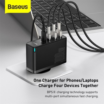 Зарядное устройство BASEUS GaN2 Pro Quick Charger 2*USB+2*USB-C, 5A, 100W, черный Зарядное устройство BASEUS GaN2 Pro Quick Charger 2*USB+2*USB-C, 5A, 100W, черный