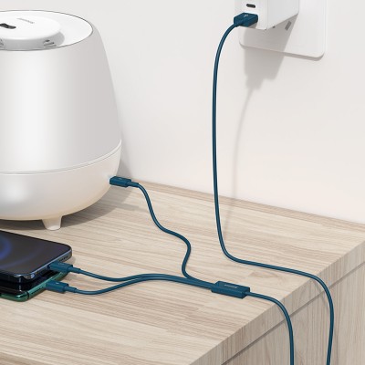 Кабель USB BASEUS Superior Series Fast Charging, USB - MicroUSB+Type-C+Lightning, 3.5A, 1.5 м, синий Кабель USB BASEUS Superior Series Fast Charging, USB - MicroUSB+Type-C+Lightning, 3.5A, 1.5 м, синий