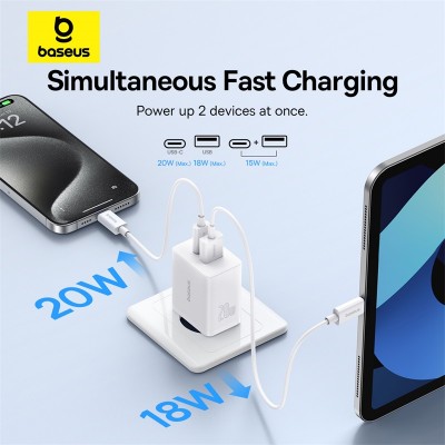 Зарядное устройство BASEUS Cube Fast Charger USB+Type-C, 20W, белый Зарядное устройство BASEUS Cube Fast Charger USB+Type-C, 20W, белый