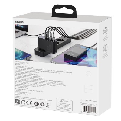 Зарядное устройство BASEUS GaN2 Pro Quick Charger 2*USB+2*USB-C, 5A, 100W, черный Зарядное устройство BASEUS GaN2 Pro Quick Charger 2*USB+2*USB-C, 5A, 100W, черный