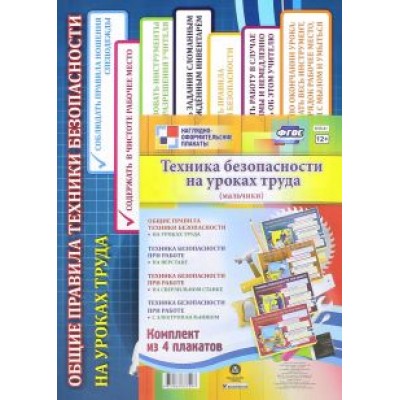 Комплект плакатов. Техника безопасности на уроках труда (мальчики). ФГОС Комплект плакатов. Техника безопасности на уроках труда (мальчики). ФГОС