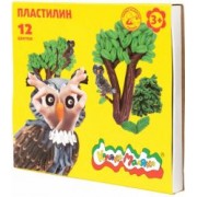 Пластилин для детского творчества, со стеком. 12 цветов, 180 г. (ПКМ12)