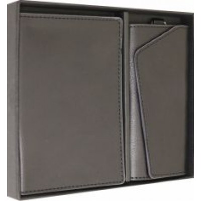 Набор подарочный Шеврет, обложка для паспорта, ключница, черный Набор подарочный Шеврет, обложка для паспорта, ключница, черный