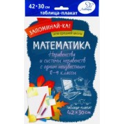 Математика. 8-9 классы. Неравенства и системы неравенств с одним неизвестным. Таблица-плакат