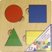 Развивающая доска "Больше-меньше. Геометрия", дерево (7909)