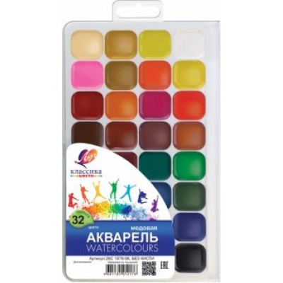 Краски акварельные медовые Классика, 32 цвета Краски акварельные медовые Классика, 32 цвета