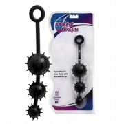 Чёрные стеклянные анальные шарики в силиконовом коконе