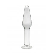 Прозрачный удлиненный анальный плаг из стекла - 12 см.