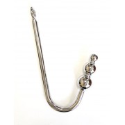 Серебристый анальный крюк с тремя шариками
