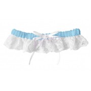 Бело-голубая подвязка на ногу Victoria