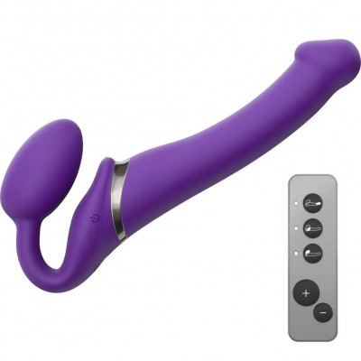 Фиолетовый безремневой вибрострапон Silicone Bendable Strap-On - size M Фиолетовый безремневой вибрострапон Silicone Bendable Strap-On - size M